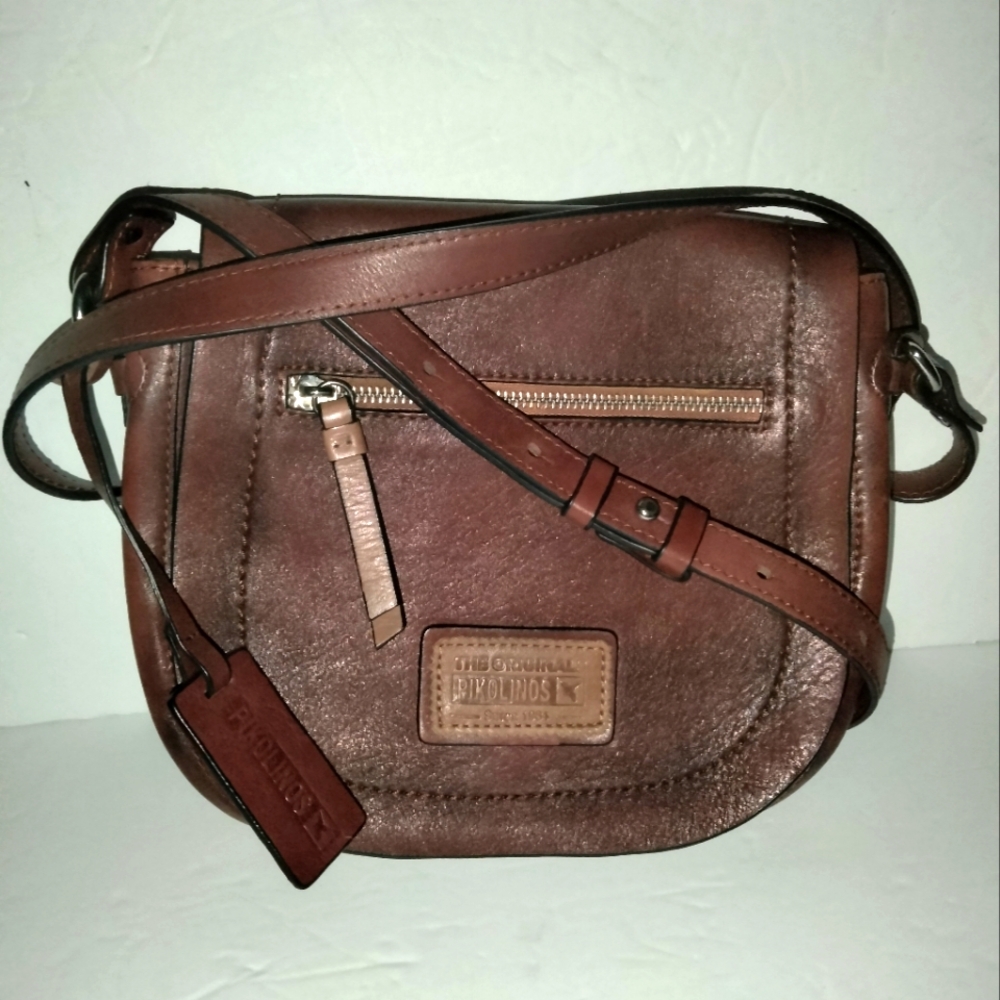Pikolinos (Rust Brown) Genuine Leather Portland Adjustable Crossbody Satchel Bag